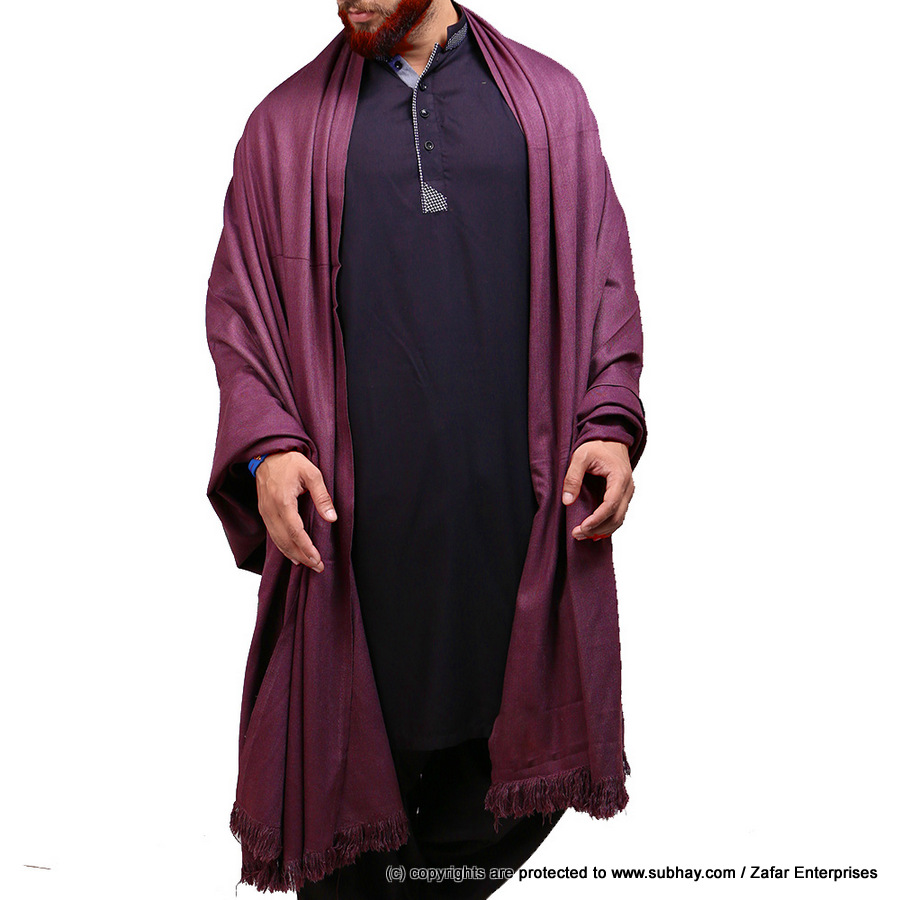 Mix Woolen Maroon (Sukh) Plain Kashmiri Shawl For Him SHL-066-7 Mix Woolen Maroon (Sukh) Plain Kashmiri Shawl For Him SHL-066-7