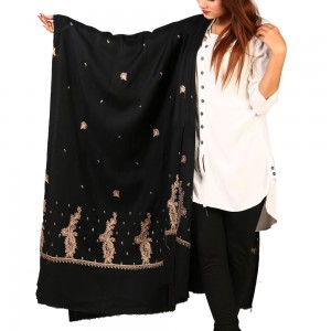 Black Pan Palla Embroidered Shawl For Women SHL-170-12