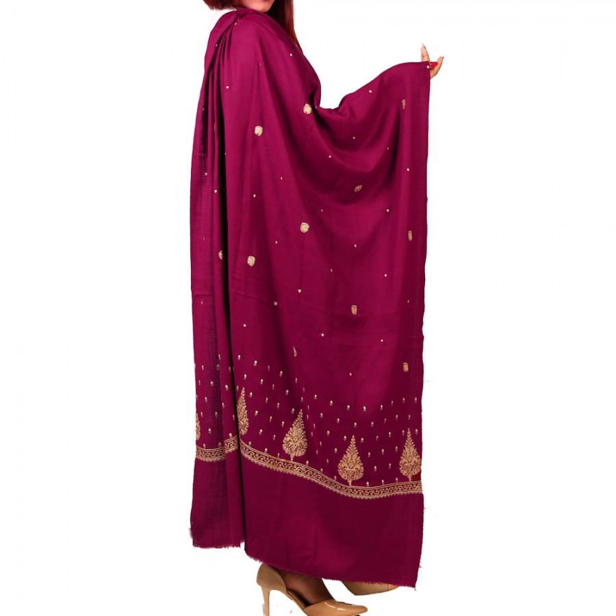 Carrot Pan Palla Embroidered Shawl For Women SHL-170-15