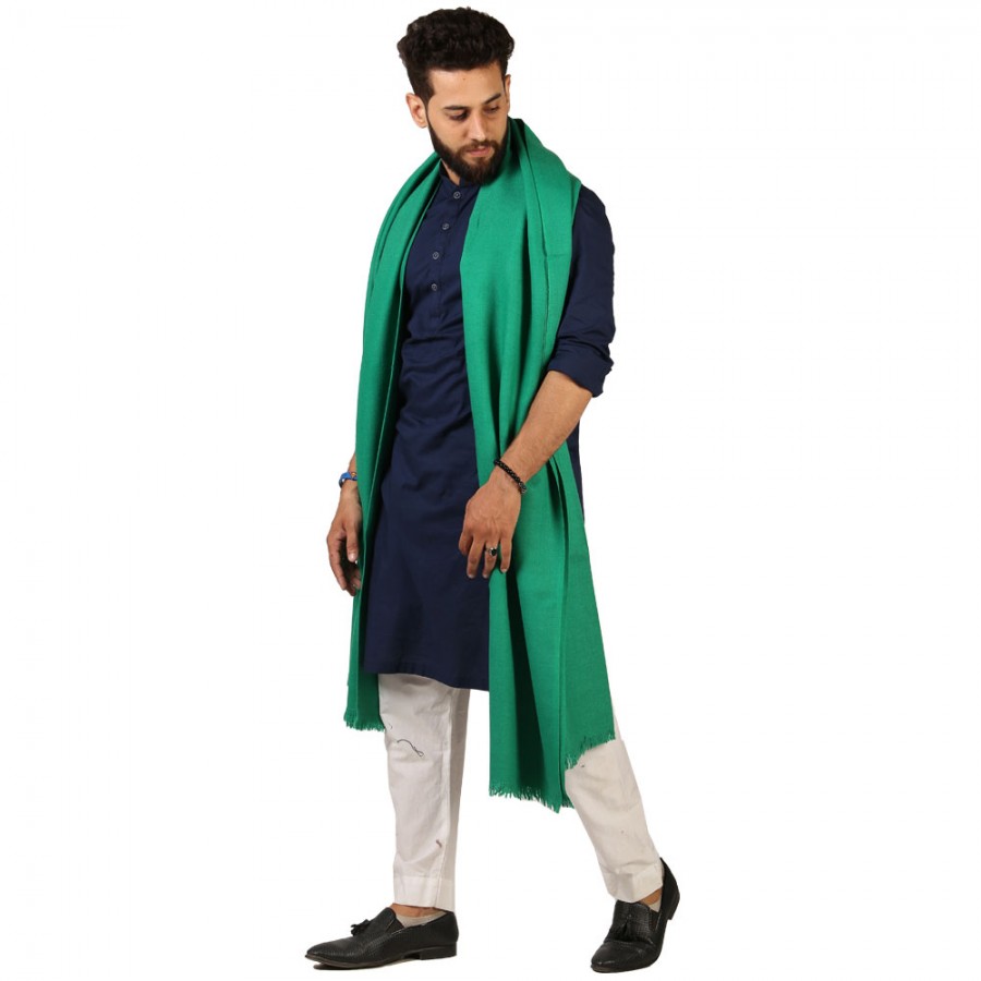 Green Pure Woolen Light Weight Pashmina Lohi Shawl For Him SHL-173