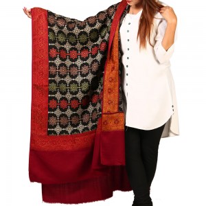 Black Color Kashmiri Style Jaal Jacquard Shawl For Her SHL-212-6