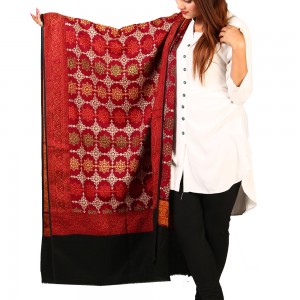 Maroon Color Kashmiri Style Jaal Jacquard Shawl For Her SHL-212-7