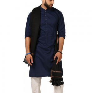 Black Medium Size Peshawari Dhussa Shawl For Men SHL-281-1