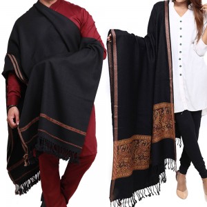 Couple Shawls Black Kani Palla & Pure Acro-Woolen Dhussa Shawls SHL-030-23