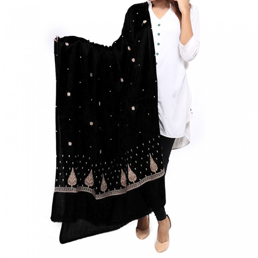 Black Pan Palla Embriored Shawl SHL-170-5