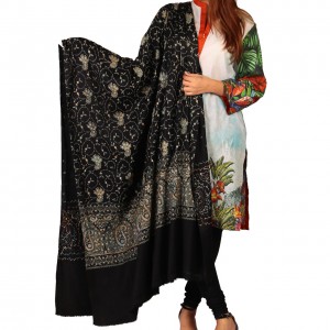 Black Full Kashmiri Block Print & Handwork Jaal Shawl For Women SHL-211-1 Black Full Kashmiri Block Print & Handwork Jaal Shawl For Women SHL-211-1