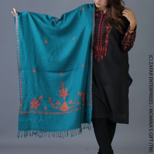 Turquoise Handmade Karela Muffler / Stole SHL-284-15