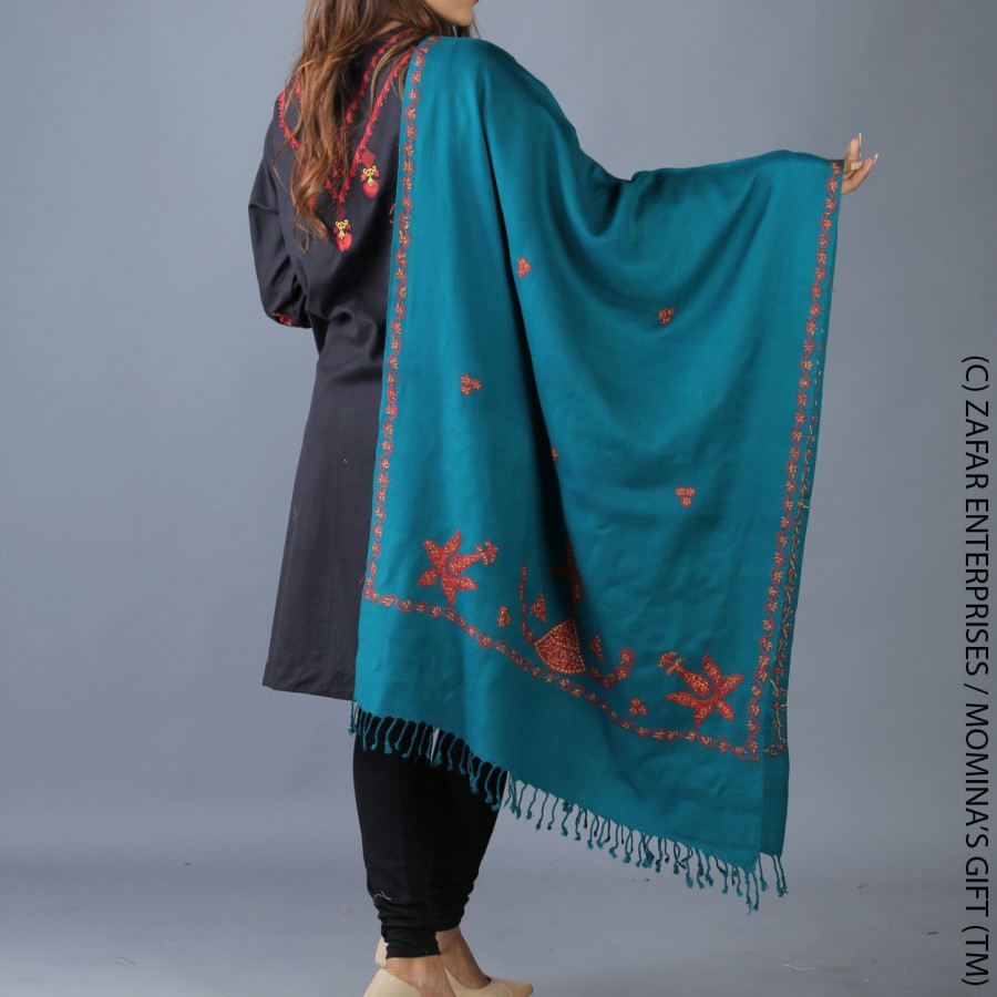 Turquoise Handmade Karela Muffler / Stole SHL-284-15