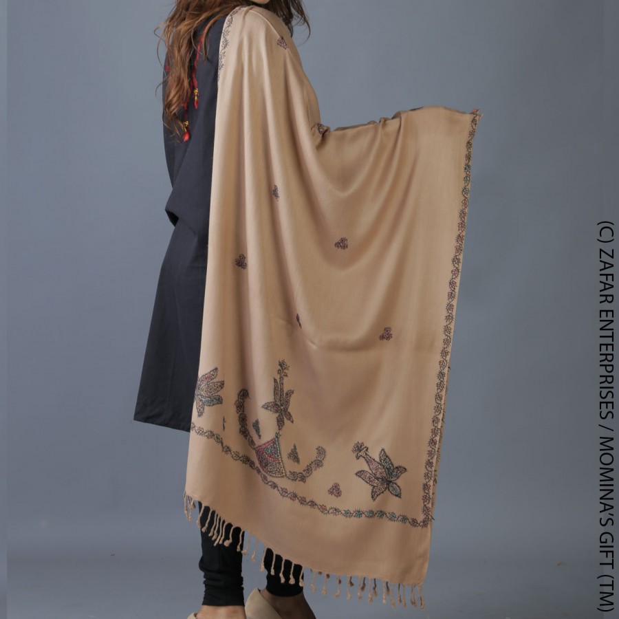 Beige Handmade Karela Muffler / Stole SHL-284-1