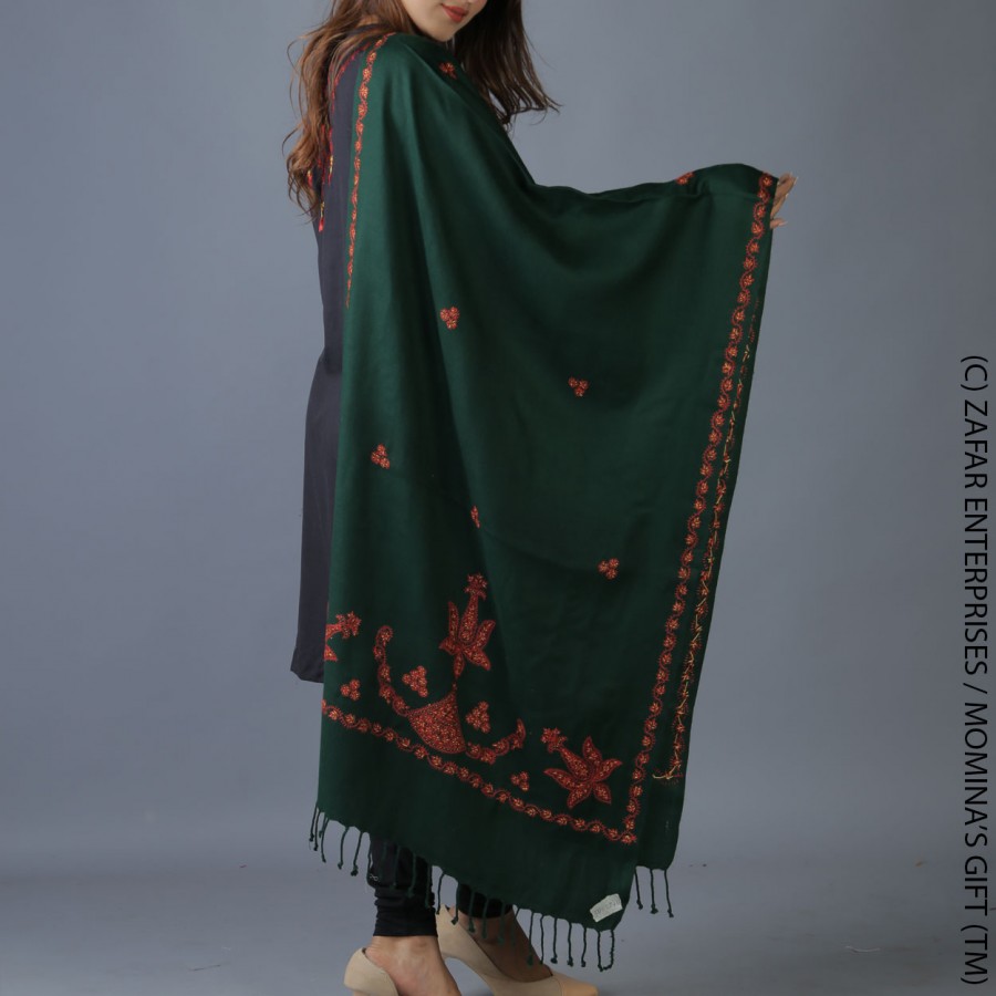 Green Handmade Karela Muffler / Stole SHL-284-16