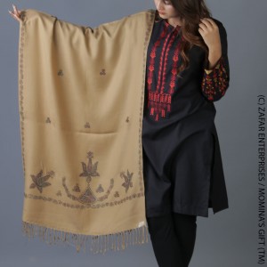 Khaki Handmade Karela Muffler / Stole SHL-284-6