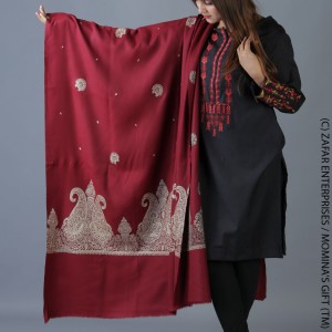 Maroon Saru Palla Embroidered Shawl For Women SHL-170-18