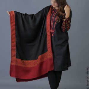 Black Jacquard 4 Border Muffler Stole For Her SHL-286-1