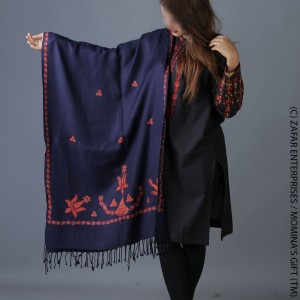 Navy Blue Handmade Karela Muffler / Stole SHL-284-8