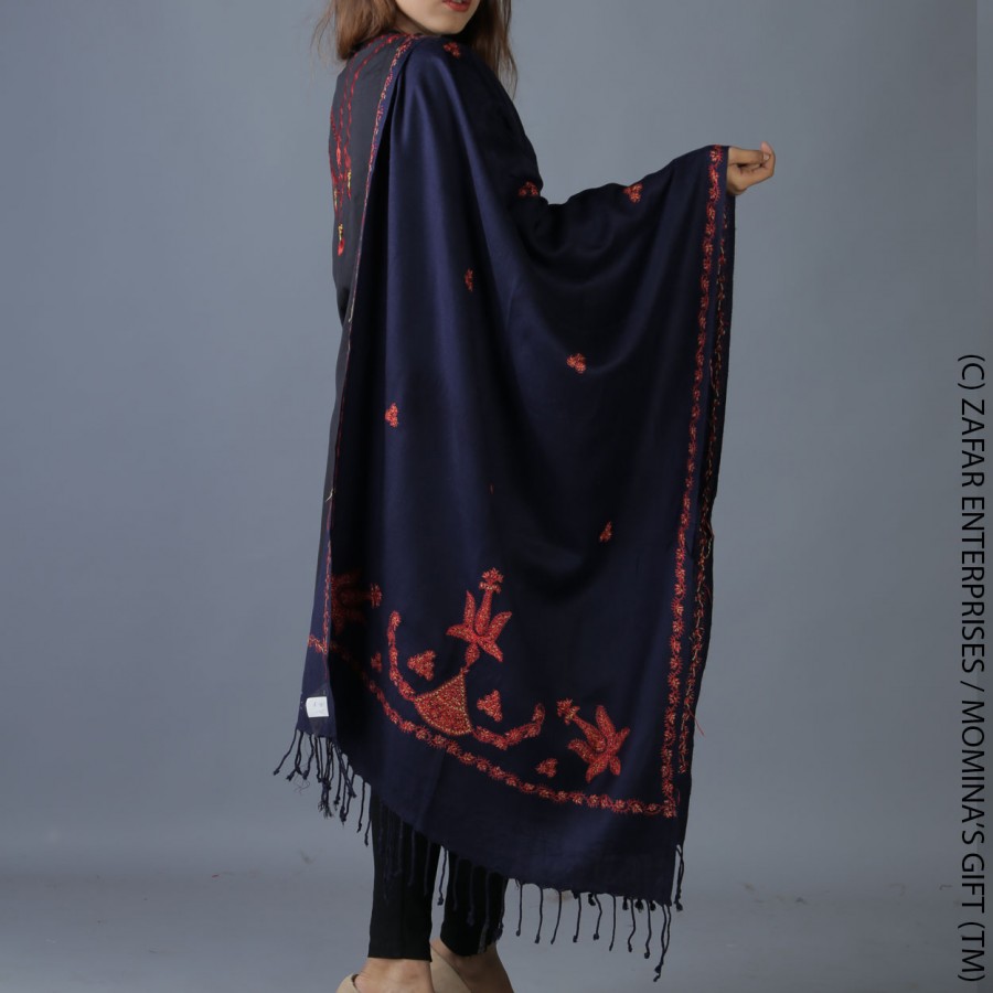 Navy Blue Handmade Karela Muffler / Stole SHL-284-8