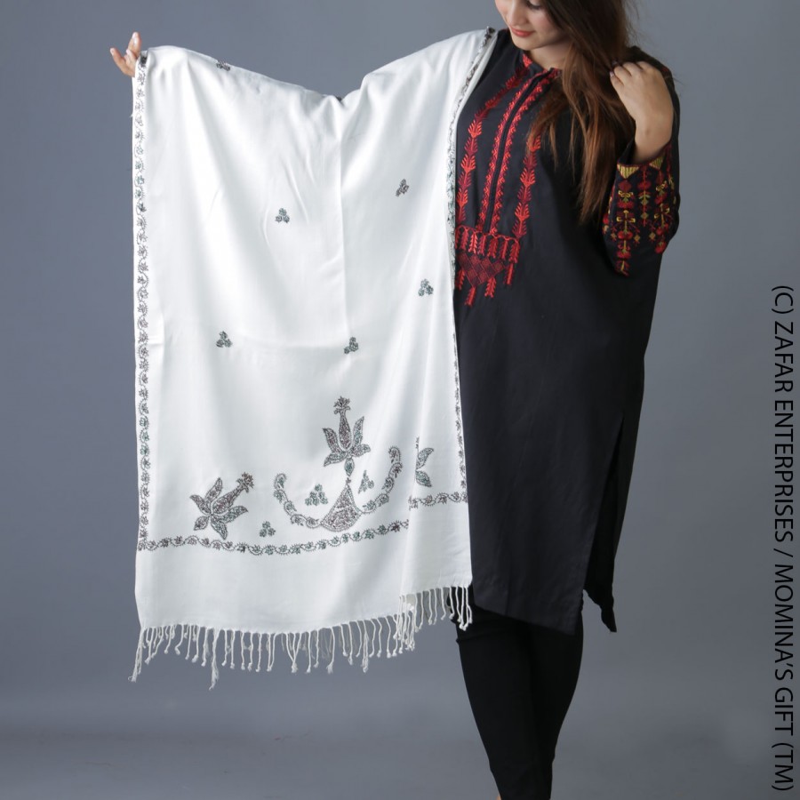 White Handmade Karela Mufler / Stole SHL-284-7