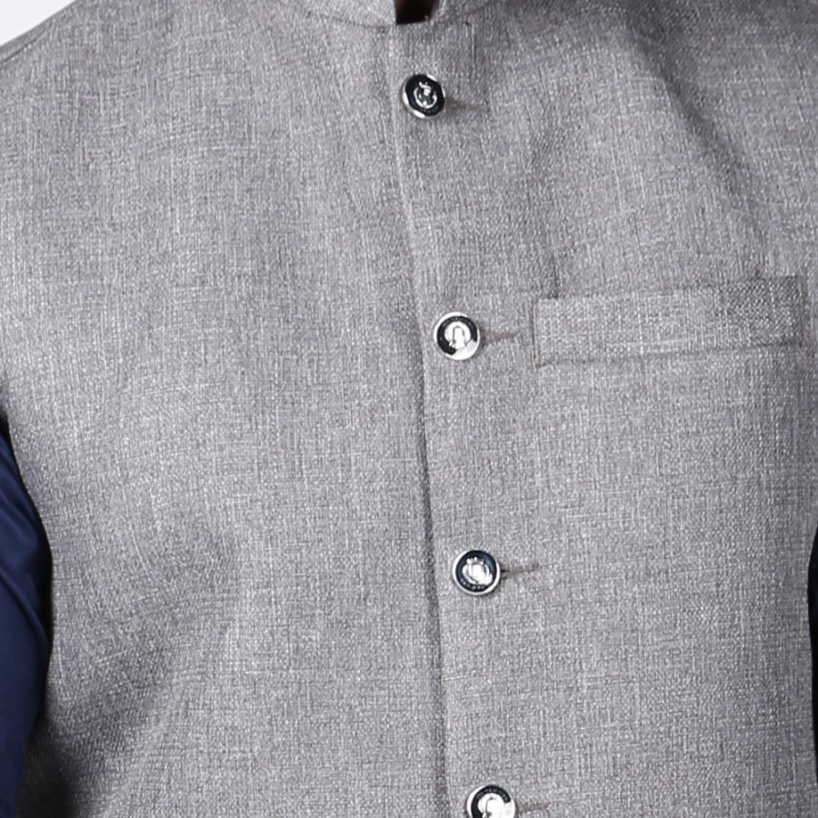 Light Grey Jute Suiting Waist Coat For Him KK-52