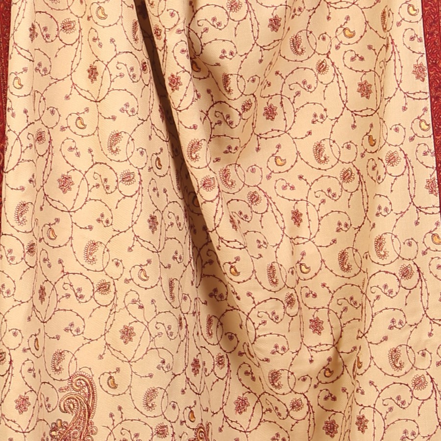 Beige Color Kashmiri Style Jaal Jacquard Shawl For Her SHL-212-2