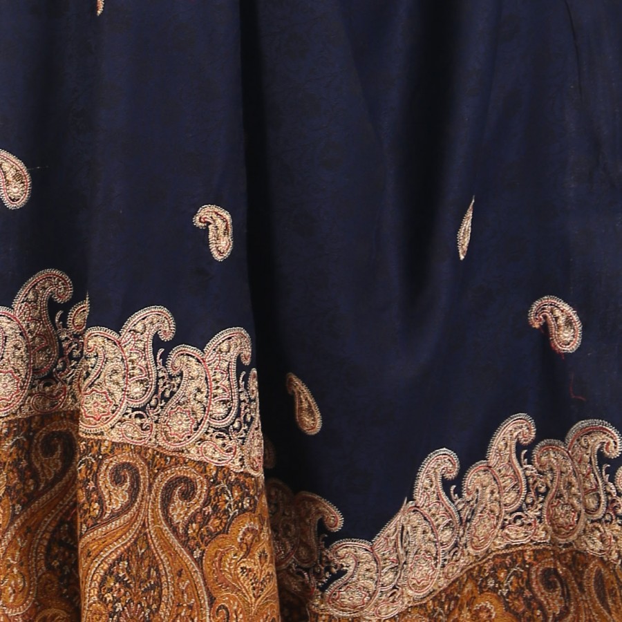 Navy Blue Color Kashmiri Jaal Kani Palla Shawl For Her SHL-213-7