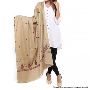Biege Pan Palla Embriored Shawl SHL-170-2 Biege Pan Palla Embriored Shawl SHL-170-2