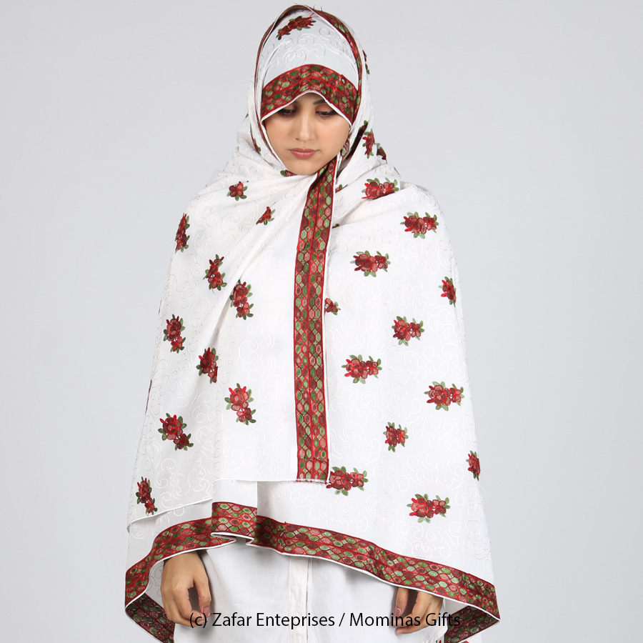 White Phool Booti Kashmiri Aari Jaal Dupatta ADP-005-1