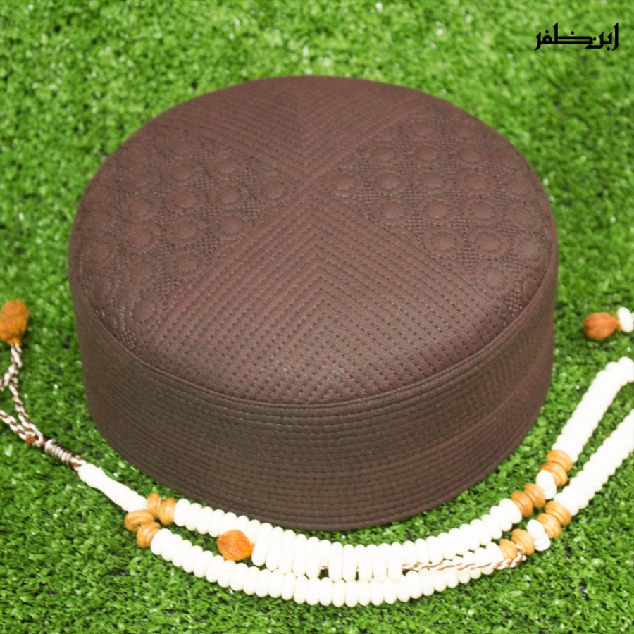 Maroon Premium Quality Quilted Turban Cap / Hat / Kufi (Barkat Koofi)  IBZ-402-10