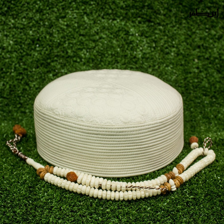 Off White Premium Quality Quilted Turban Cap / Hat / Kufi (Barkat Koofi)  IBZ-402-11