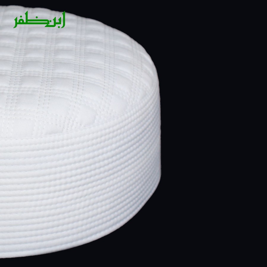 White Premium Quality Quilted Turban Cap / Hat / Kufi (Barkat Koofi)  IBZ-402-12