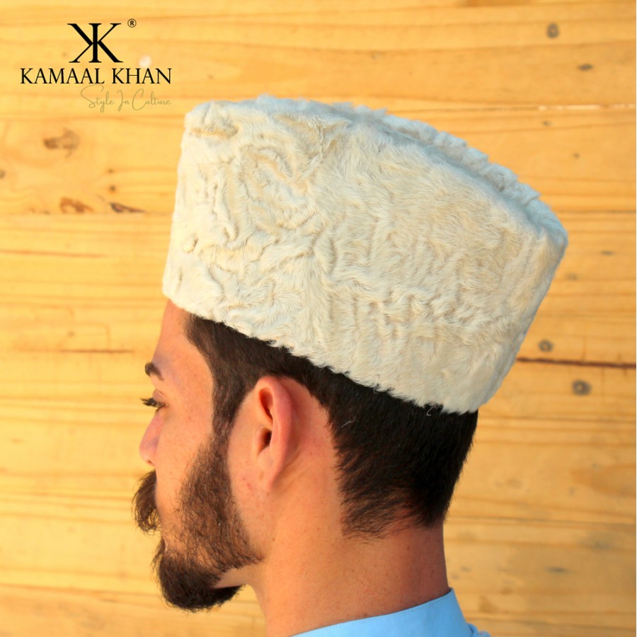Beige Persian Lamb / Karakul / Camel Skin Jinnah / Karakuli Cap  D-41-1