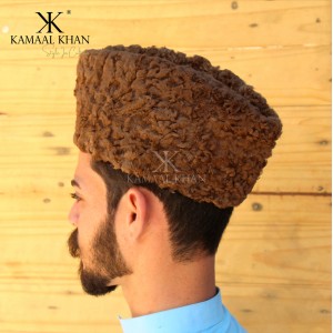 Brown Persian Lamb / Karakul / Camel Skin Jinnah / Karakuli Cap  D-41-2