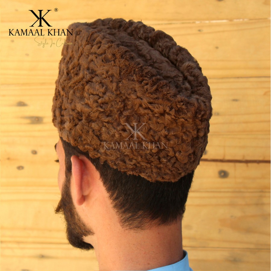 Brown Persian Lamb / Karakul / Camel Skin Jinnah / Karakuli Cap  D-41-2