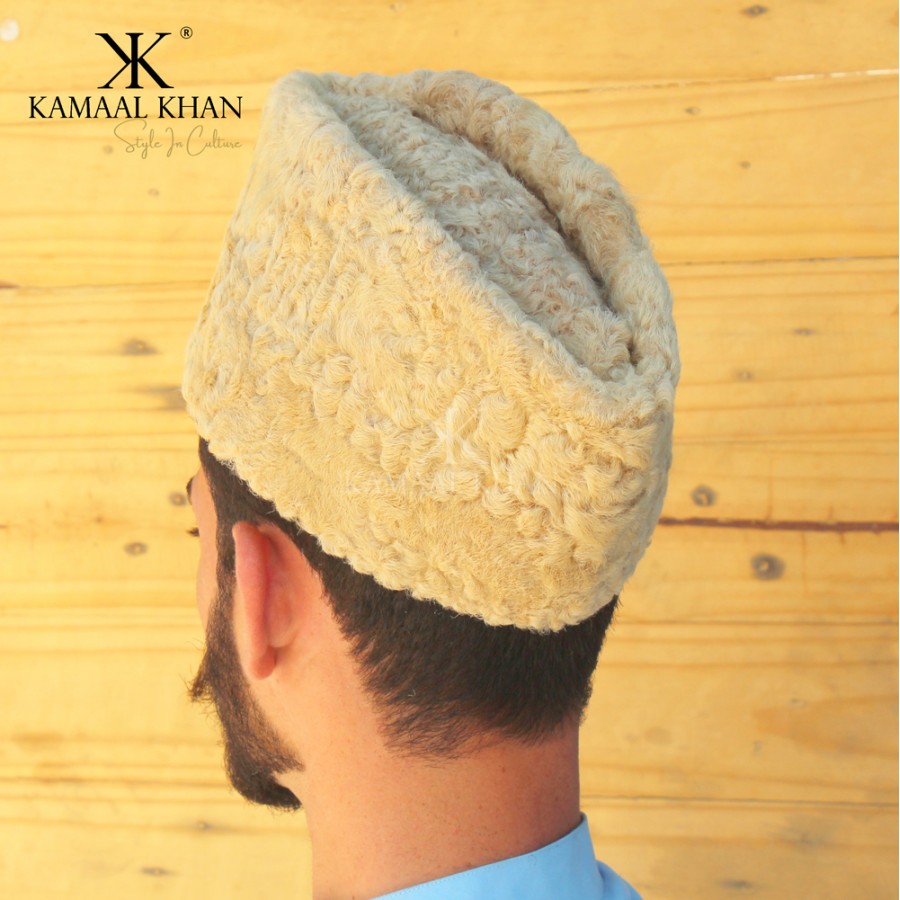 Gold Persian Lamb / Karakul / Camel Skin Jinnah / Karakuli Cap  D-41-4