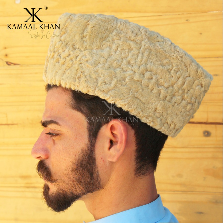 Gold Persian Lamb / Karakul / Camel Skin Jinnah / Karakuli Cap  D-41-4