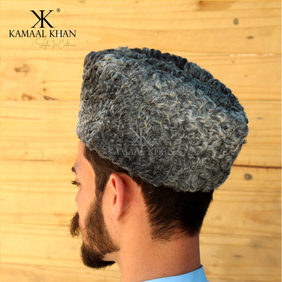 Grey Persian Lamb / Karakul / Camel Skin Jinnah / Karakuli Cap  D-41-5