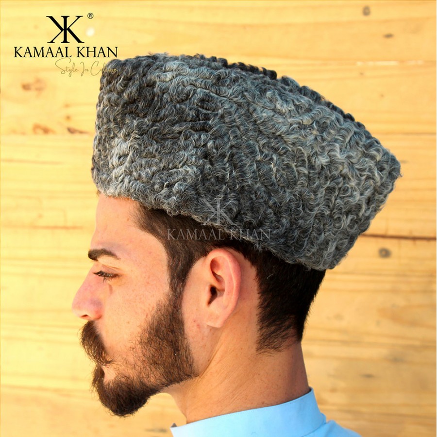 Grey Persian Lamb / Karakul / Camel Skin Jinnah / Karakuli Cap  D-41-5