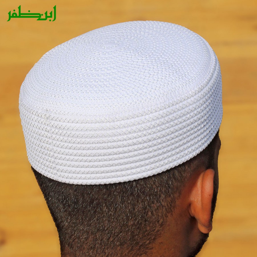 White Noori Koofi Embroidered Namaz Cap | Prayer Cap / Kufi IBZ-NK-7