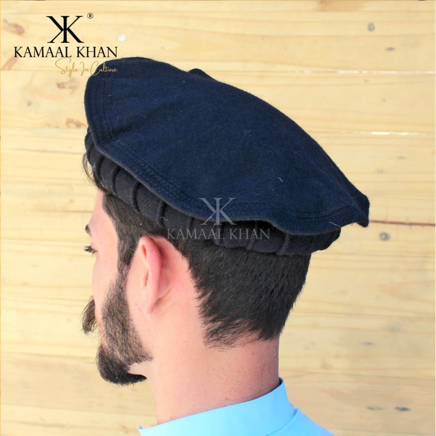 Special Black- Afghan Pakul Chitrali Cap Pakol Hat Peshawari Handmade 100% Fine Quality HCC-28