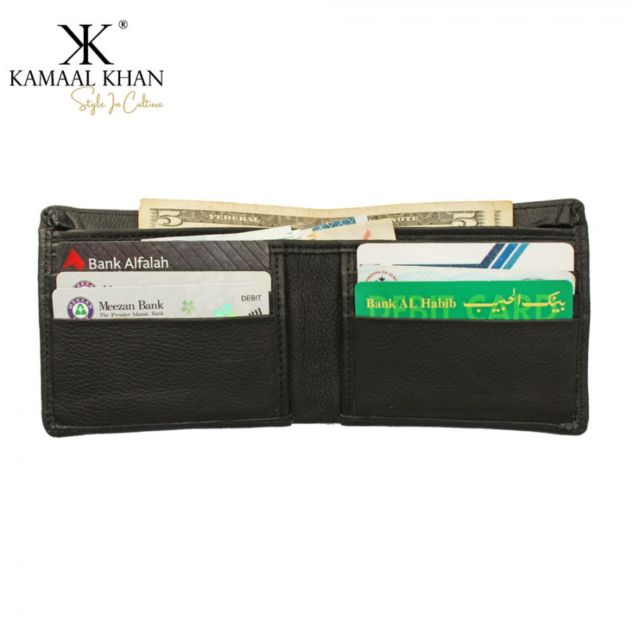 Basic Genuine Cow Leather Wallet For Him CLW#34 Color: Black