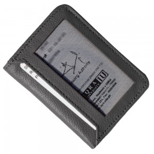 Dark Grey  Genuine Leather Men's Minimalist Cardholder Wallet