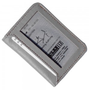 Grey  genuine Leather Men's Minimalist Cardholder Wallet