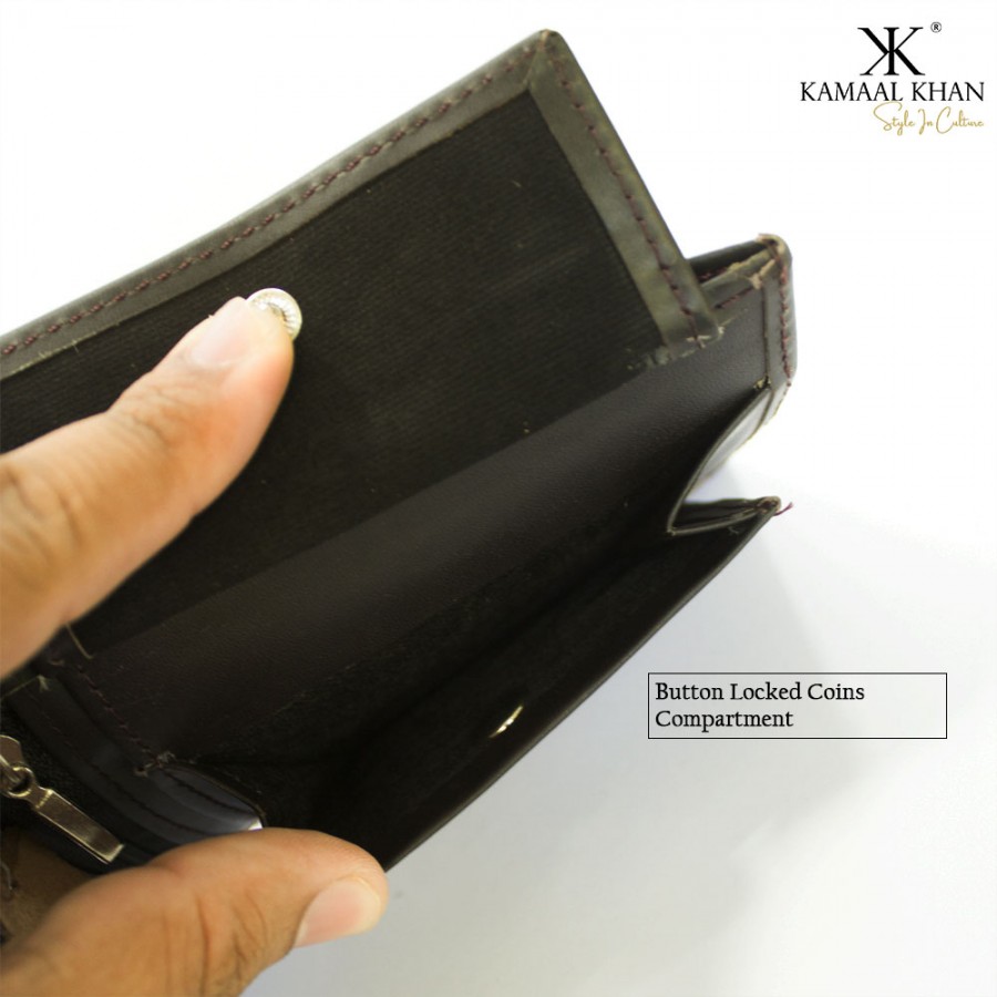 Genuine Leather Men's Zipper Coin Purse Wallet For Men Tri-fold Wallet Clasp | Kamaal Khan | 4 Colors