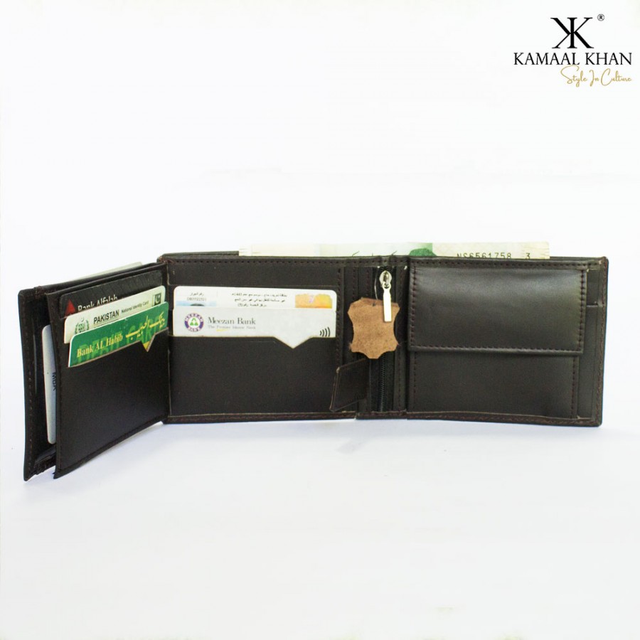 Genuine Leather Men's Zipper Coin Purse Wallet For Men Tri-fold Wallet Clasp | Kamaal Khan | 4 Colors