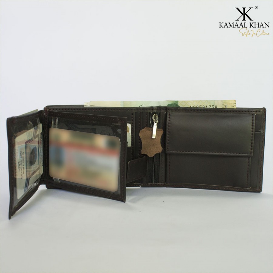 Genuine Leather Men's Zipper Coin Purse Wallet For Men Tri-fold Wallet Clasp | Kamaal Khan | 4 Colors