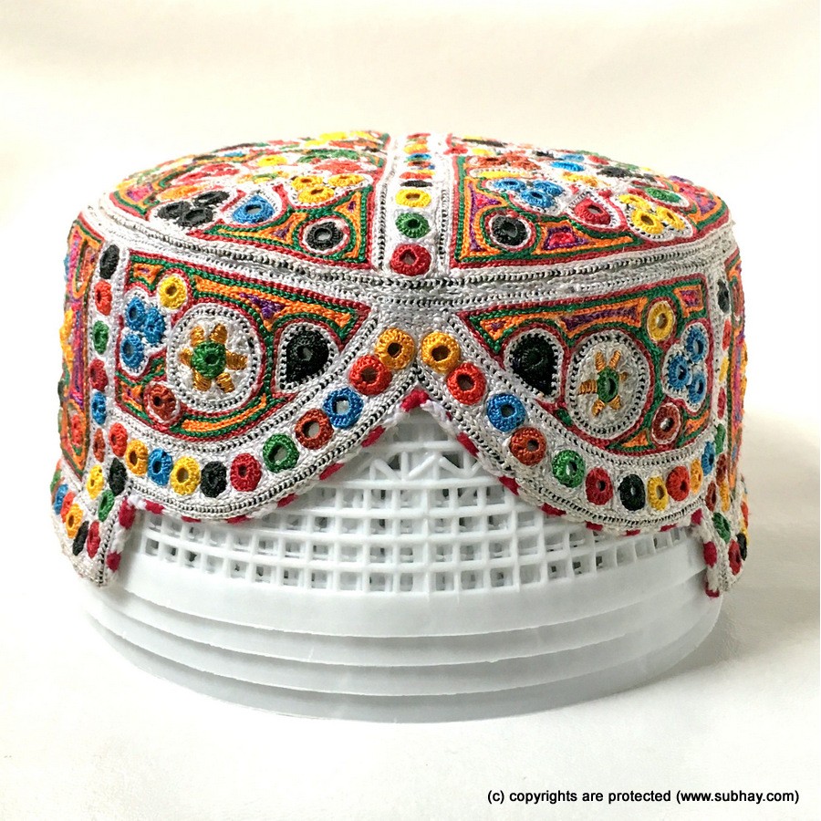 Buy White CTC Mutlicolor Bugti / Balochi Cap or Topi MKC-890 In ...