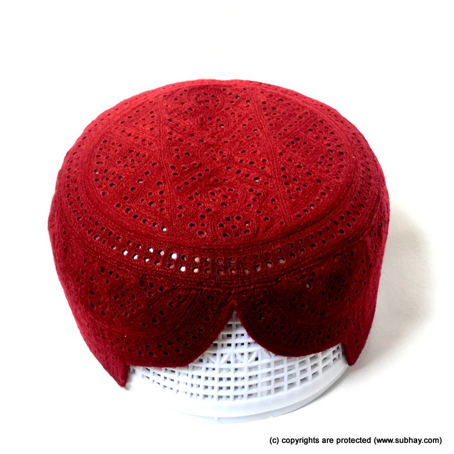 Buy Reddish Maroon Ratto Dero Sindhi Cap Topi MKC-822 In