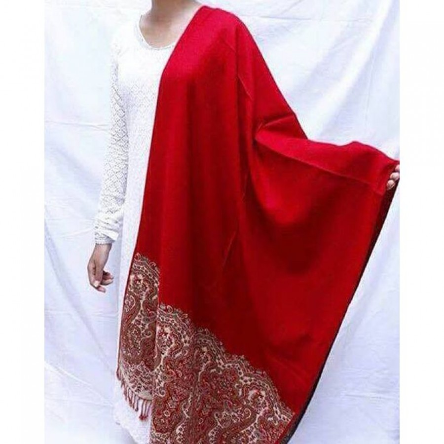 Red Color Indian Self Embroidered Kashmiri Shawl SHL-106