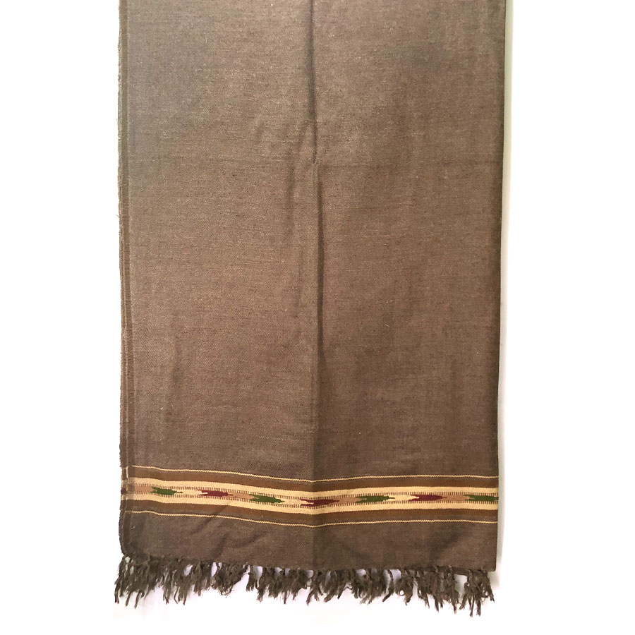 Pure Woolen Dark Brown Color Sawati Pattu / Dhussa Shawl For Men / Women SHL-115-2