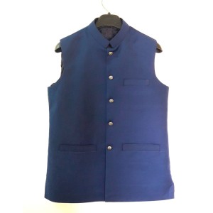 Kamaal Khan Royal Navy Blue Suiting  Waistcoat For Men - KK-39