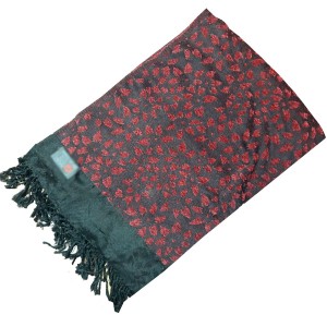 Black & Red Self Embroidered Velvet Shawl SHL-108-5 Black & Red Self Embroidered Velvet Shawl SHL-108-5