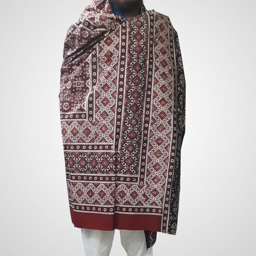 Pure Cotton Herbal Dyed Block Printed Sindhi Ajrak (Original) SA-28-7